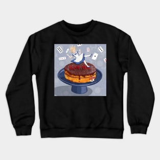 Alice in Wonderland falling onto a cake Crewneck Sweatshirt